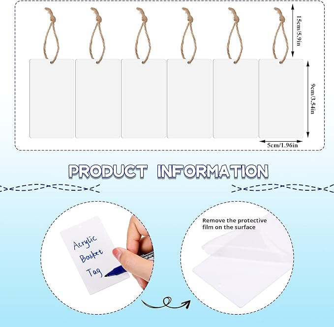 Zonon 24 Pieces Basket Tags Hanging Labels Sign - Image 2