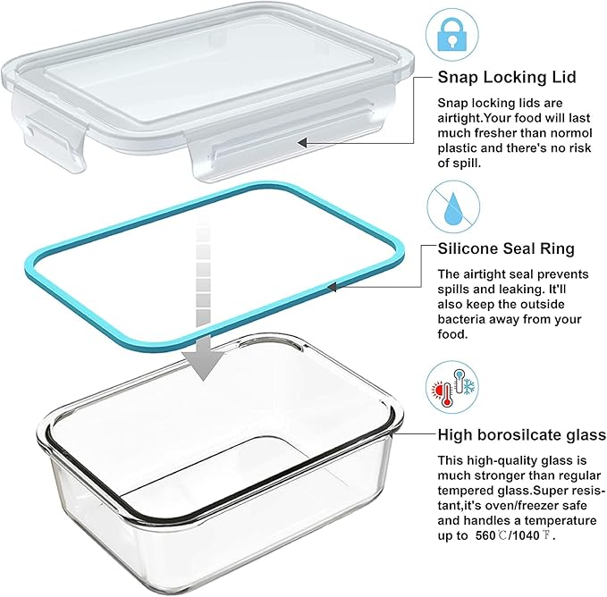 18 Piece Glass Food Storage Containers - Image 4
