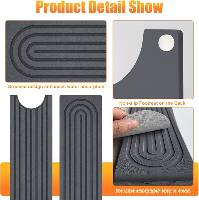 Kitchen Sink Faucet Mat, Super Absorbent Diatomaceous Earth Kitchen Sink Mat - Image 3