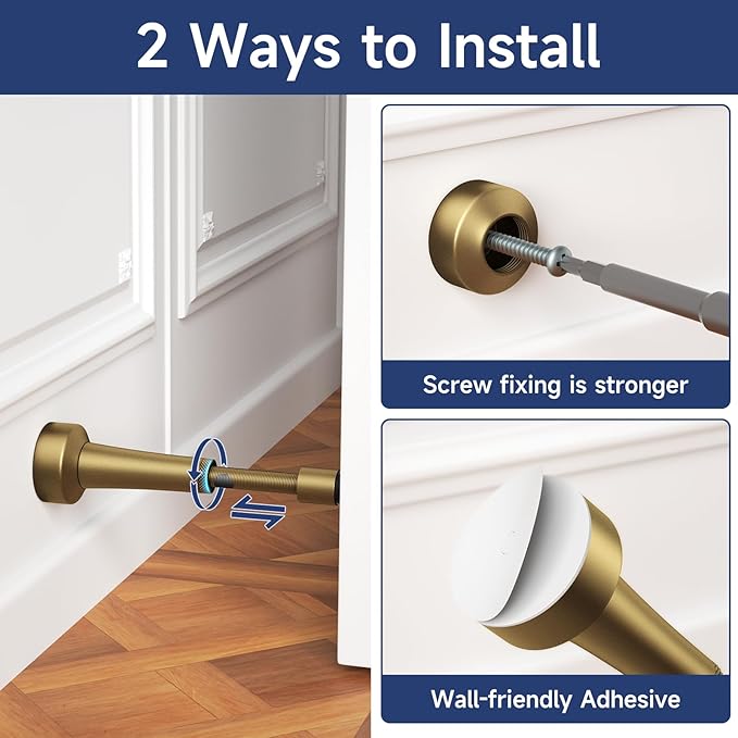 4Pcs Adjustable Door Stoppers for Bottom of Door, 3.07-4.45 in Aluminum Bronze - Image 4