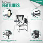 SUNNYFEEL Tall Camping Directors Chair, Portable Folding Artist Makeup Chair with Side Table, Pocket, Footrest, Heavy Duty for Beach,Trip,Picnic,Concert Outdoor Foldable Camp Lawn Chairs - Image 6
