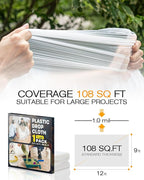 9x12 Ft Plastic Drop Cloths, Waterproof & Dust-Proof Tarp - Image 3