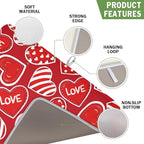 Valentines Day Dish Drying Mat for Kitchen Counter Red Polka Dot Stripe Love - Image 3