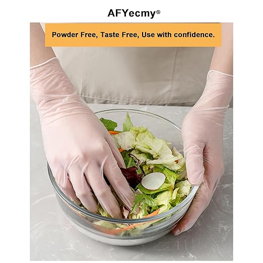 Clear Vinyl Gloves, Powder-Free & Latex-Free, Disposable Clear Gloves, Cleaning - Image 4