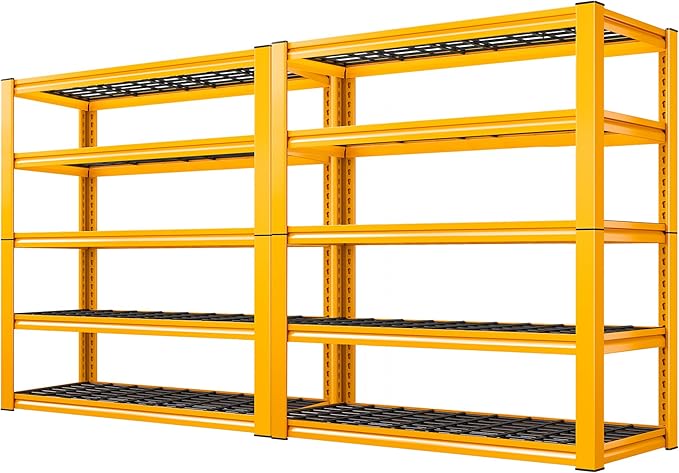 REIBII Garage Shelving Load 3200LBS, 5-Tier Storage Shelves, Adjustable Heavy Duty Metal Shelving Unit for Pantry, Basement, Warehouse, 72" H x 36" W x 16" D, 2PC by REIBII