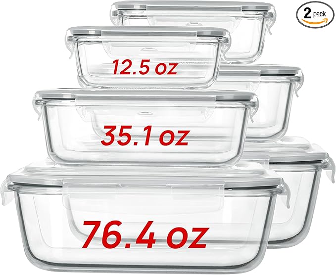 Vtopmart 2.26L/76oz Extra Large Glass Food Storage Containers by Vtopmart