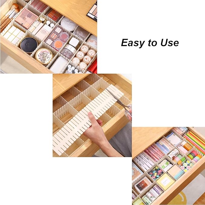 Onerbuy 8pcs Adjustable Grid Drawer Dividers DIY Plastic Closet Separator Tidy - Image 6
