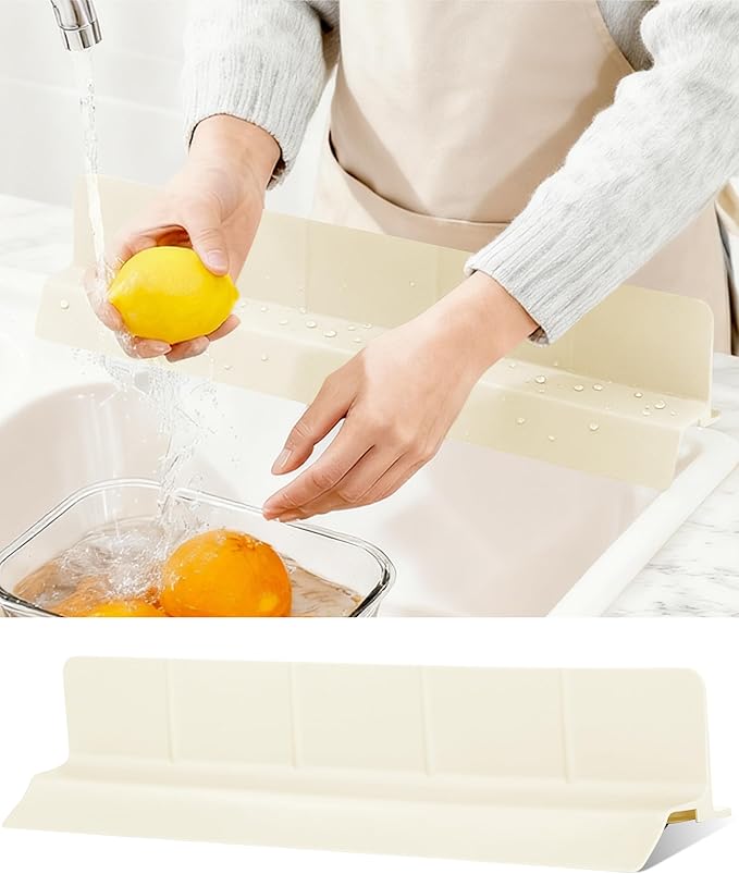 Kitchen Sink Splash Guard 18" Self-Draining Silicone Water Guard by Akrelyan