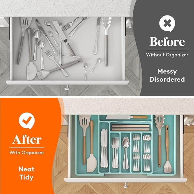 Lifewit Utensil Organizer for Kitchen Drawer, Expandable Cooking Silverware Tray - Image 8