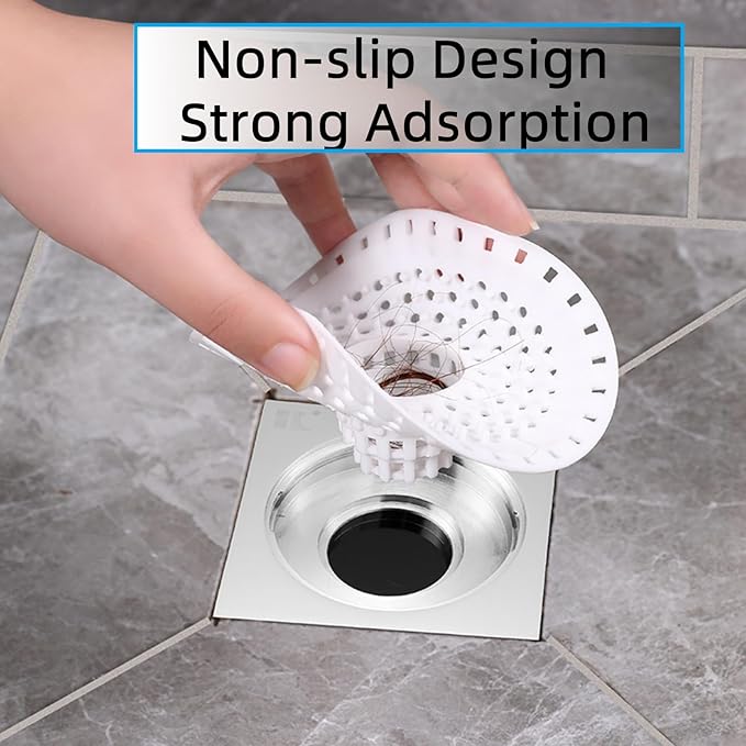 White Drain Hair Catcher Shower Drain Cover Hair Catcher Bathtub Drain Hair - Image 2