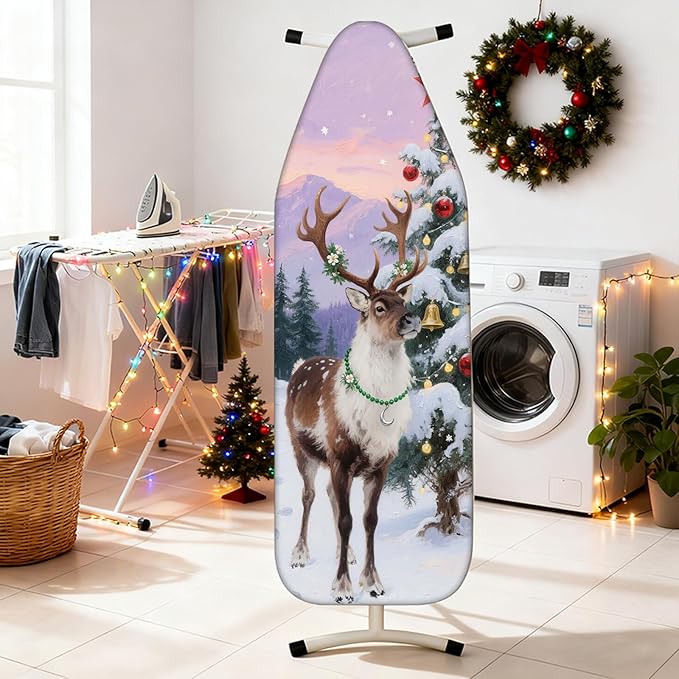Nuxovilar Ironing Board Cover Winter Deer by Tree Pattern Polyester 15x54 Inches - Image 2