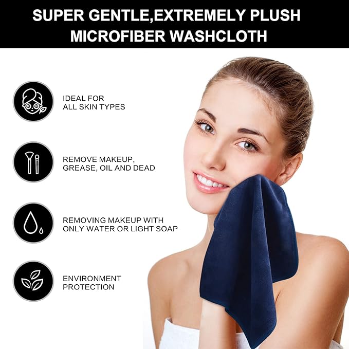 SINLAND Microfiber Facial Cloths Fast Drying Washcloth 12inch x 12inch - Image 5
