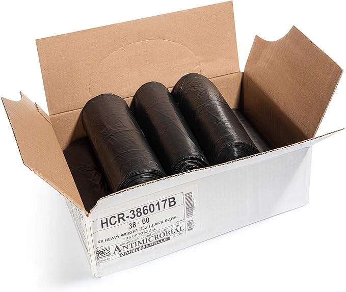 Aluf Plastics High Density Trash Bags, 60 Gallon, 17 Micron, - Image 2