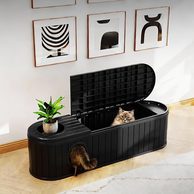 DRATO Outdoor Storage Box, Resin Deck Storage Box Waterproof Patio Storage Box for Indoor & Outdoor Use，Black - Image 2