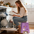 Delxo 13 inch Folding Step Stool, Non-Slip Foldable Stools Up to 300 LBS, Step Stool with Handle, Lightweight for Kitchen, Bathroom, Bedroom, Garden, Light Purple, 1PC - Image 7