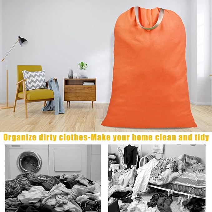 Cotton Canvas Laundry Bag with Handles & Drawstring Straps, Heavy Duty Extra - Image 7