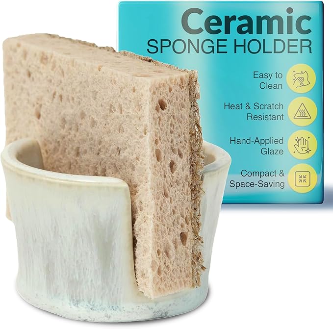 Elevated Lifestyle Ceramic Sponge Holder – Sink Caddy Organizer, Decorative by ShopElevatedLifestyle