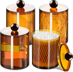 4 Pack Qtip Holder, Canister Apothecary Jar Set, Bathroom Jars by XIPENGKEJI