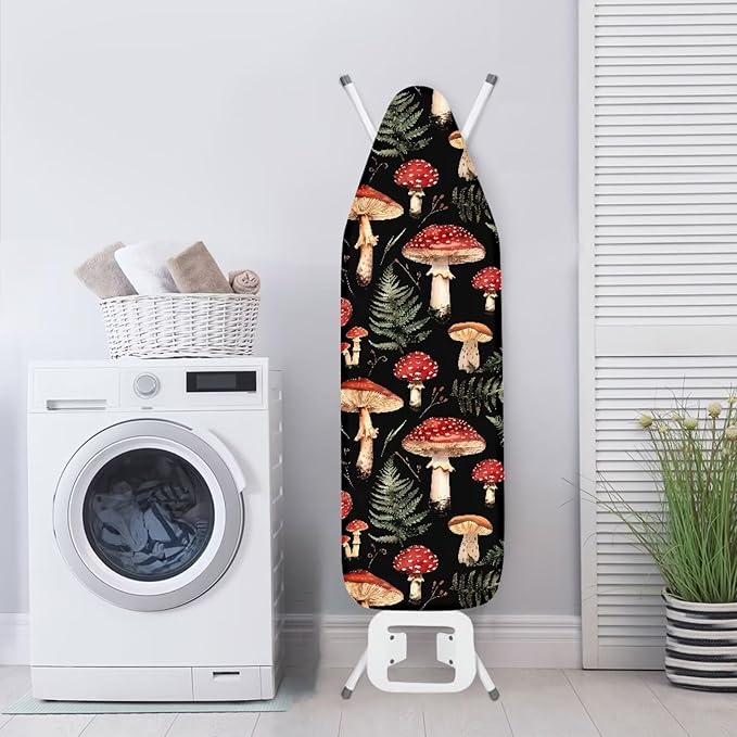 Mushroom Print Ironing Board Cover, Tropical Leaves Printed Iron Board Cover - Image 3
