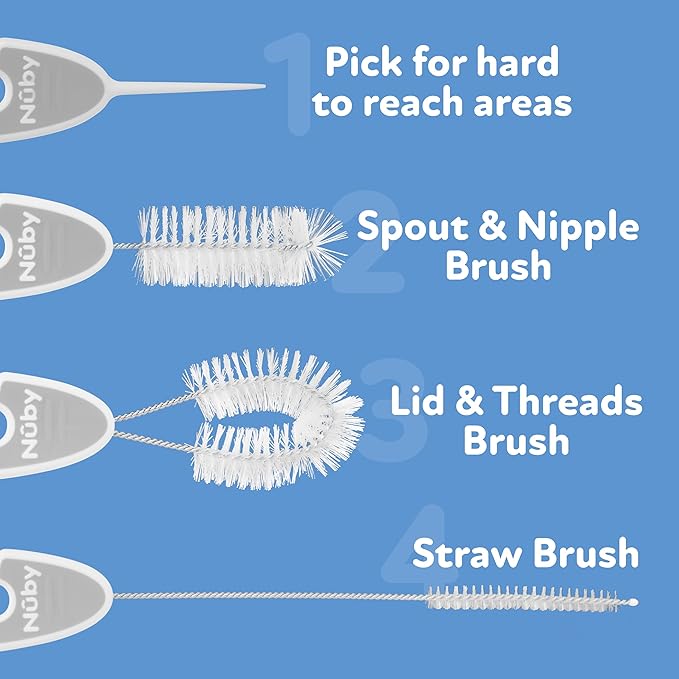 Nuby Bottle and Cup All Around Cleaning Brush Set, Cleans Straw, and Hard to - Image 5