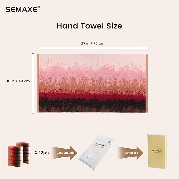 SEMAXE 12 Pack Hand Towels for Bathroom, 100% Cotton Towels - Image 2