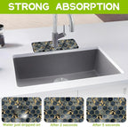 Kitchen Sink Splash Hexagon Marble and Golden Leaves Guard Faucet Mat Super - Image 3