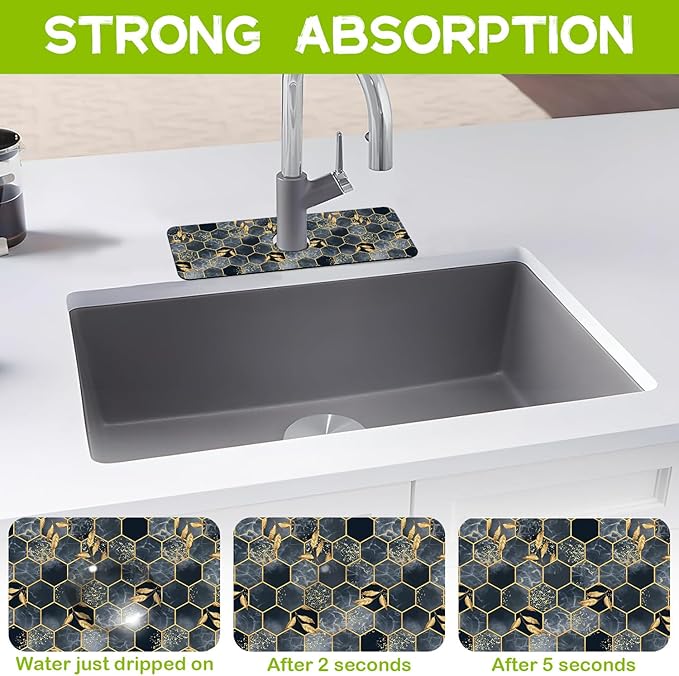 Kitchen Sink Splash Guard Faucet Mat Super Absorbent Fast Drying Mat Guard - Image 3