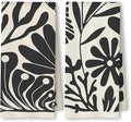 Abstract Boho Neutral Floral Kitchen Towels Set of 2, 70s Retro Groovy Beige by Unknown