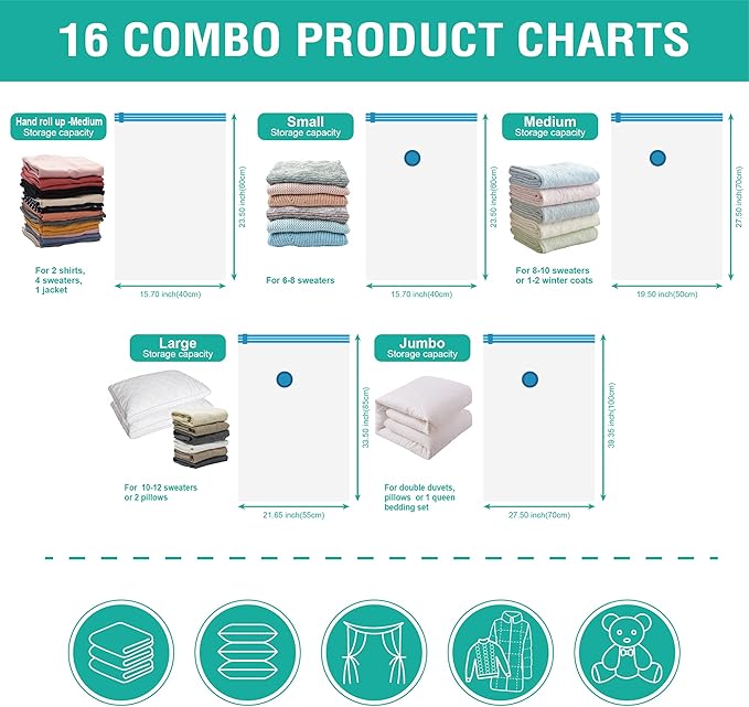 Space Saver Storage Bags, Compression Vacuum Sealer Bags - Image 5