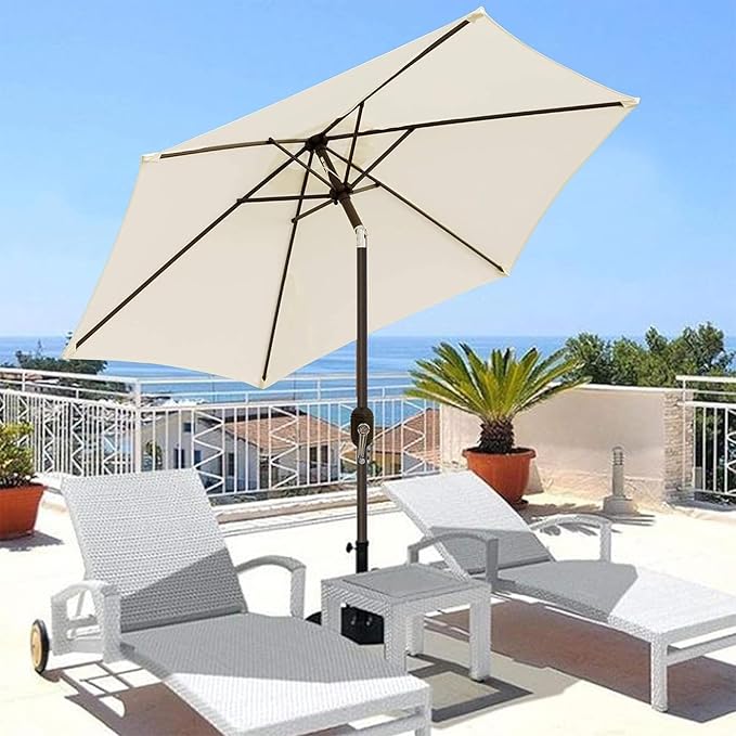 Blissun 7.5 ft Patio Umbrella, Yard Umbrella, Outdoor Market Umbrella with Push Button Tilt Crank (Creamy White) - Image 5
