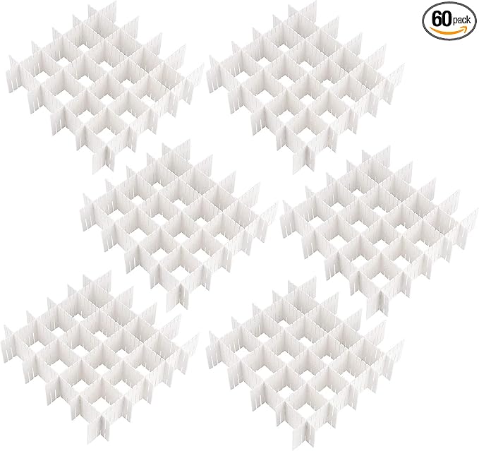 ZOENHOU 60 PCS 12.6 x 2.76 Inch White Drawer Dividers, Adjustable Premium by ZOENHOUDIRECT