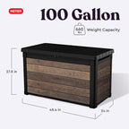 Keter Walnut 100 Gallon Resin Deck Box-Organization and Storage for Patio Furniture Outdoor Cushions, Throw Pillows, Garden Tools and Pool Toys - Image 2