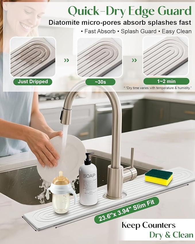 Stone Drying Mat for Kitchen Faucet: Diatomite Stone Drying Tray - Image 2