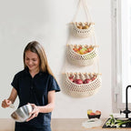 AARAINBOW Wall Cotton Hanging Baskets, Large 3 Tier Decorative Wall Basket - Image 2