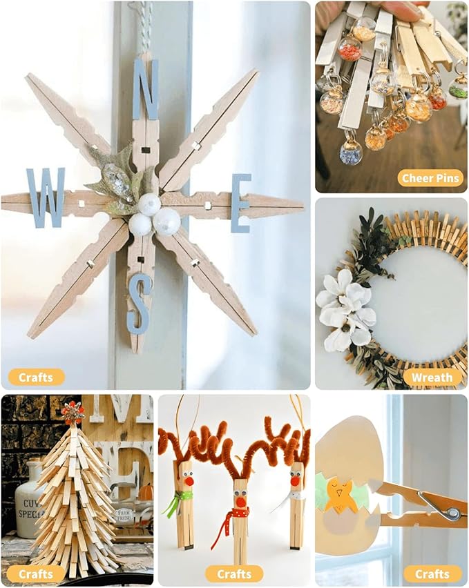 Large Clothes Pins Wooden Clothespins, 4 Inch 48 Pack Heavy Duty Outdoor Pegs - Image 5