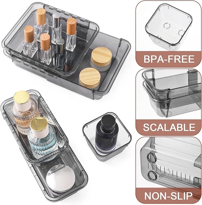 14 Pcs Clear Drawer Organizer, Adjustable Drawer Storage Box, 3-Size Desk - Image 3