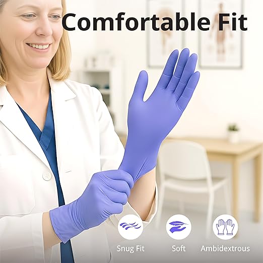 Disposable Nitrile Exam Gloves, Case of 1000, Violet Nitrile Gloves Disposable - Image 4
