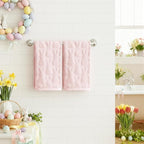 Artoid Mode 4 Pcs Pink 3D Rabbit Jacquard Easter Hand Towels - Image 2