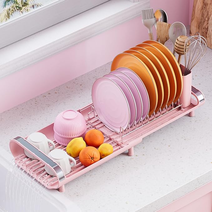 TOOLF Small Dish Drying Rack, Mini Expandable Compact Dish Rack, Slim - Image 8