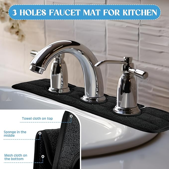 2 Pcs Faucet Mat for Kitchen Sink Splash Guard for Kitchen Sink Faucet Dish - Image 5