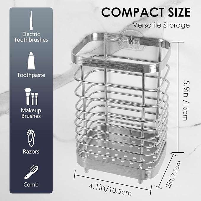 Wall Mount Toothbrush Holder for Bathroom, Stainless Steel Rustproof Toothbrush - Image 3