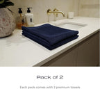 Luxury Silver-Infused Navy Blue Hand Towel Set of 2, 23.6"x17.7" - Image 7