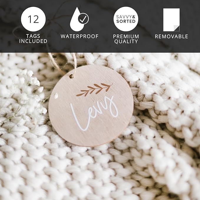 SAVVY & SORTED 12 Round Wooden Ornament Basket Tags - Image 2