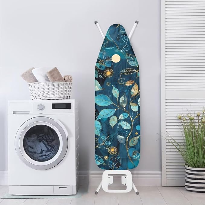 Blue Leaves Ironing Board Cover and Pad, Resist Scorching and Staining - Image 3