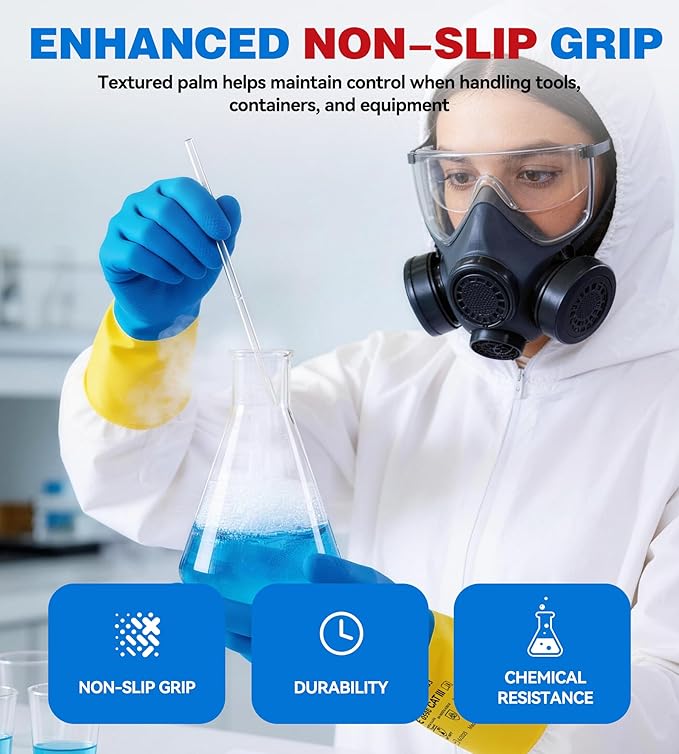 Neoprene and Rubber Blend Heavy-Duty Chemical Gloves, Protective industrial - Image 4