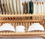 Bamboo Dish Drying Rack with Utensil Holder, Collapsible Wooden Dish Drainer - Image 7