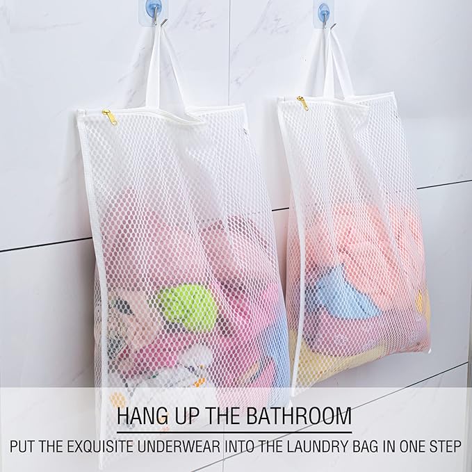 TENRAI Laundry Bag Mesh Wash Bag，Use YKK Zipper，Tote Bag Bathroom Hanging - Image 2