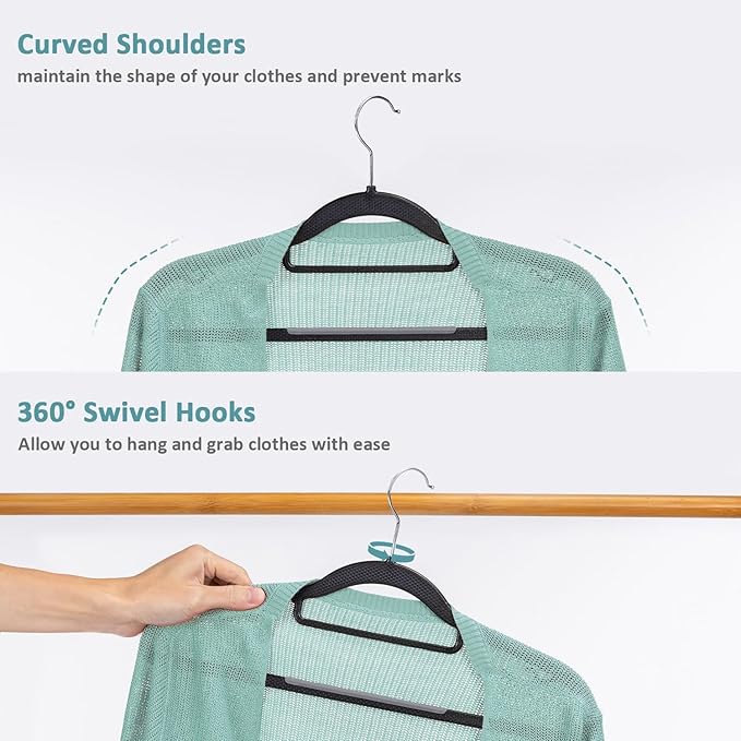 Heavy Duty Plastic Clothes Hangers, Space Saving Hangers 30 Pack, 0.2 Inches - Image 5