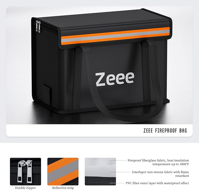 Zeee Lipo Battery Bag Fireproof Explosionproof Safe Bag Extra Large Capacity - Image 3