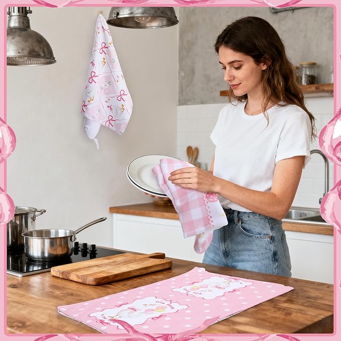 Breling Set of 6 Silly Goose Kitchen Towels Funny Goose Dish Towel Decor Pink - Image 4